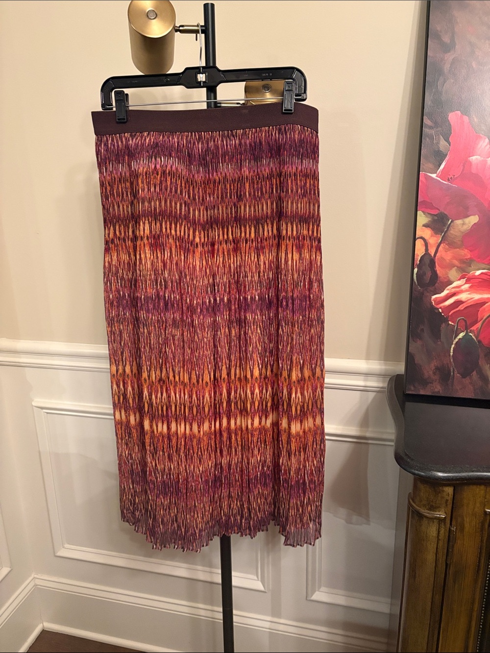 Ruby Rd.Ikat Print Midi Pleat Skirt Pull-On Women Size Multicolor